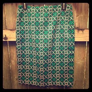 J.Crew Pencil Skirt Navy & Green: Sz 2 Runs Large
